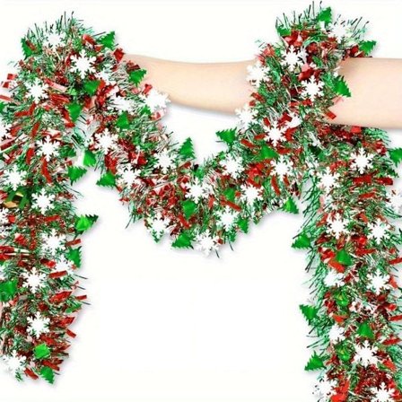 Snøfnugg Julegirlander 200cm – Juledekorasjon for Trapp, Hjem & Innendørs/Utendørs
