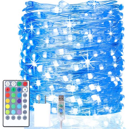 LED-ljusslinga med kontakt, 5 m 50 lampor 16 färger variabel sträng L