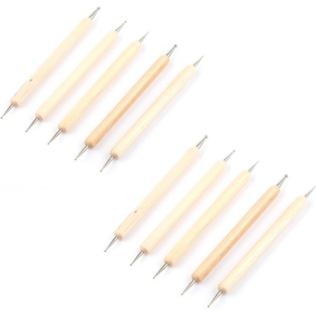 10 kpl pistelykyniä, kynsikoristeluun tarkoitettuja pistelytyökaluja, reliefikuviointiin, reliefikuviointiin eri kokoisilla kaksipäisillä pistelyillä