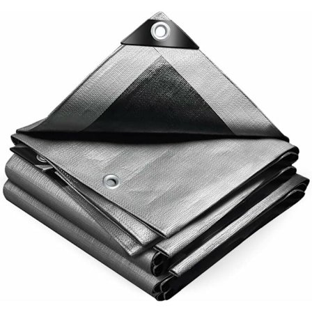 Resistent och vattentät skyddspresenning i polyeten 160g/m² grå och svart 3x4m