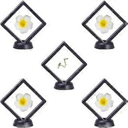 Colrid 5-pak 3D Klar Film Mønt Display Case Flydende Ramme med Prøveholder til Mønter, Smykker, Halskæder, Øreringe, Medaljoner og Sten (Sort)