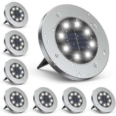 Aurinkok ytt iset maavalaisimet ulkok ytt n, aurinkok ytt iset kiekkovalot puutarhavalot IP65 vedenpit v t LED-aurinkovalot 6000K kylm valkoinen 