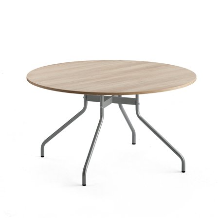 Tisch AROUND, Ø 1300 mm, alugrau/Eiche