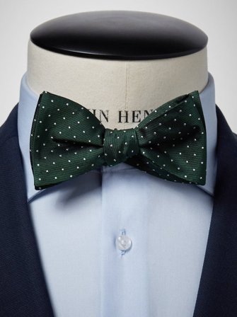 John Henric Men's Green Bow Tie Dot Size Self-tied