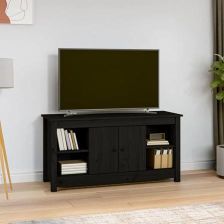 Vidaxl Tv-bänk Svart 103x36,5x52 Cm Massiv Furu Svart