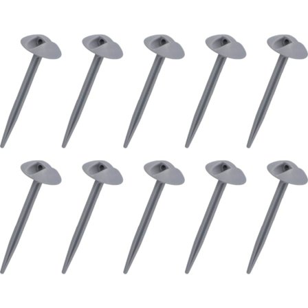 10-pack plasttältpinnar (9,5 cm långa) för markdukar, tält, markiser, tältpinnar, campingtältpinnar.