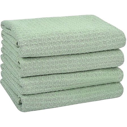 4-pak vaffel kjøkkenhåndklær 40 cm x 60 cm grønne mikrofiber kjøkkenhåndklær