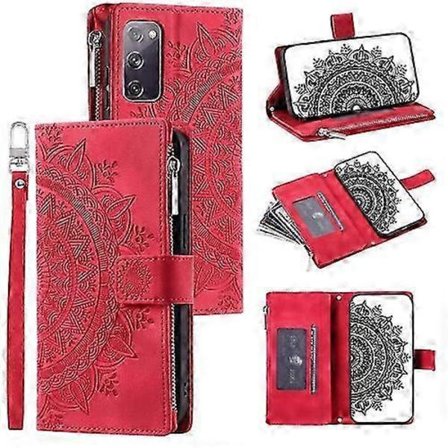 Galaxy S20 FE 4G/5G Multi-Card Lynlås Læder Telefon Cover - Beskyttende Wallet Cover