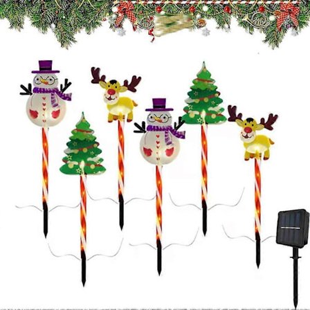 6-pak LED udendørs solcelle jordspyd juledekorationslys, vandtæt solcelle gårdhave træ snemand rensdyr, med 8 farve lys M[D]