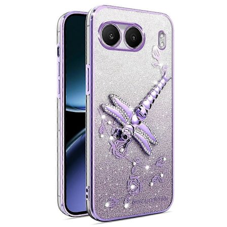 KADEM OnePlus Nord 4 -puhelimen kuori, sudenkorentoteline, TPU, kukka, glitter, puhelimen kuori - violetti (violetti)