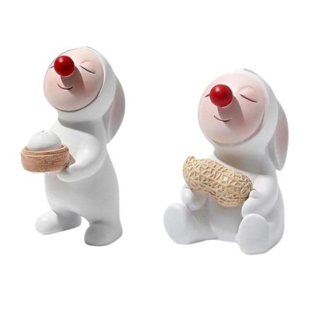 2x Jänisfiguuri Punainen Nenä Kanipatsas Kotiin Pääsiäiskoristeluun