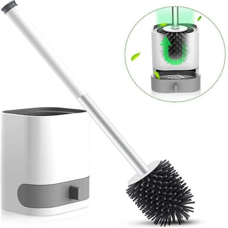 Wowgo WC-harja, riippuva WC-harja, silikoninen WC-harja irrotettavalla pidikkeellä, piilotetut pinsetit, tarrakoukku kylpyhuoneeseen tai vieras-WC:hen