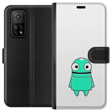 Yhteensopiva Lompakkokotelo Xiaomi Xiaomi Mi 10T Pro 5G Turkoosi piirroshahmo isoilla silmillä ja iloisella persoonallisuudella yksinkertaisessa kuvi