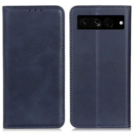 Google Pixel 7 Pro lompakkokotelo, aitoa nahkaa - Sininen Blue