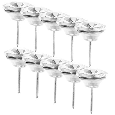 20 stk 25mm Diamond Crystal Upholstery Nails Tacks Sofa Headboard Sewing Buttons Wall Decor White)