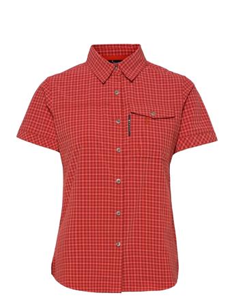 Leiri W Ss Check Shirt Kortärmad Skjorta Röd Halti
