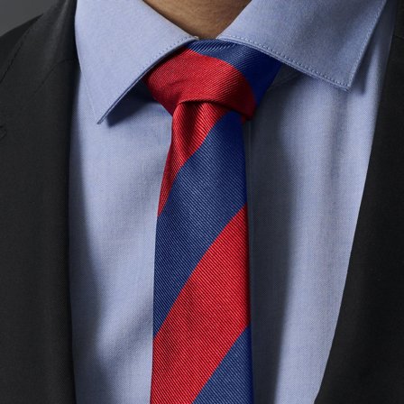 Corbata de 6 cm de seda con rayas rojas y azul marino para hombres - Corbatas estampadas