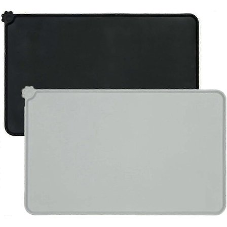 Sklisikker, vanntett, lett å rengjøre fôringsmatte for kjæledyr, egnet for katter og hunder (svart)