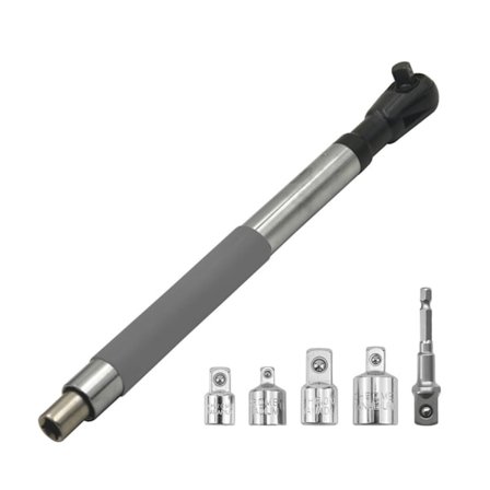 Ratchetskruvdragare med högt vridmoment, 4 konverteringshuvuden, offsetdesign, åtkomst i trånga utrymmen