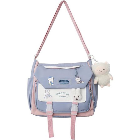 Kawaii Ryggsäck Japansk Skolväska med Kawaii Tillbehör Canvas Kawaii Skolväska Ita Bag Söt Messenger Bag Handväska för Tonårsflickor
