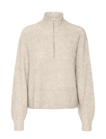 Vmmili Ls Zipper Pullover Ga Boo Pullover Beige Vero Moda*Betinget Tilbud