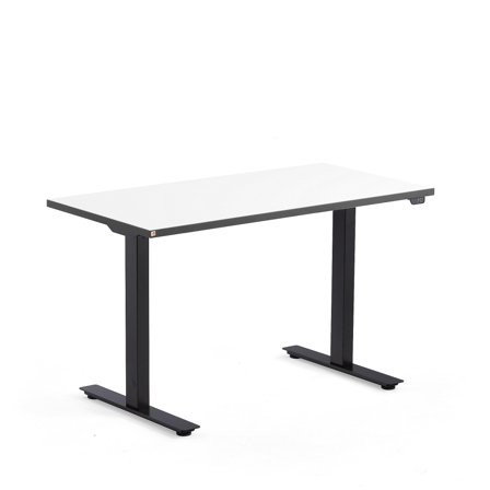 Height adjustable desk NOMAD, 1200x750 mm, white, black