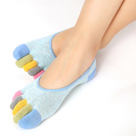 5 par damer tunna färgade osynliga tåstrumpor Dispensering halkfria yogastrumpor bomullsstrumpor