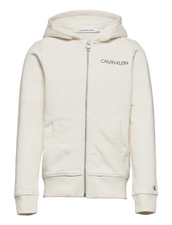 Institutional Logo Zip-Through Hoodie Trøje Hvid Calvin Klein