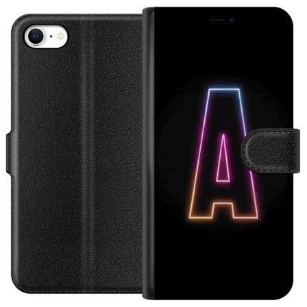 Kompatibel Tegnebogsetui til Apple Apple iPhone 6 Minimalistisk neonbogstav A i regnbuefarvet lys mod sort baggrund i moderne typografisk stil