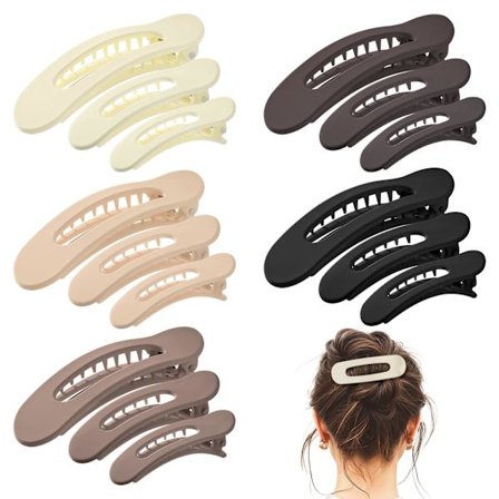 15 flate hårklemmer, nøytralfargede flate kloklemmer, 3 størrelser for kvinner, egnet for jenter med fint hår, små til mellomstore hårklemmer.