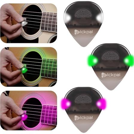 LED-gitarplekter, 3 stk. lysende gitarplekter, automatiske LED-lysende gitarplekter, blendende fargerike gitarplekter, gitartilbehør