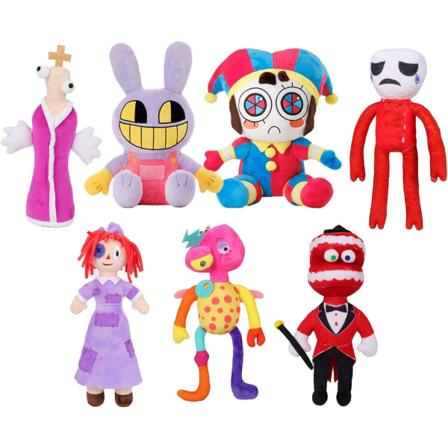 7 pakke The Amazing Digital Circus plysdyr, Pomni Jax plysdyr, 7 stil søde bløde udstoppede figurer plysdukkelegetøj 7 Styles