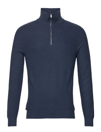 Microstructure Sweater With Zipper Collar Navy Mango
