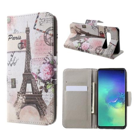 Samsung Galaxy S10 Läderfodral Med Kors Textur - Eiffeltorne