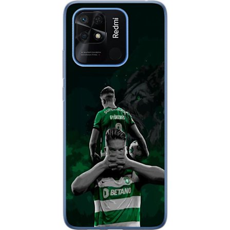 Kompatibelt Mobildeksel til Xiaomi Redmi 10C Neonmotiv med teksten "Gaming is in my DNA" på en blå og rød murvegg med en lysende DNA-spiral.