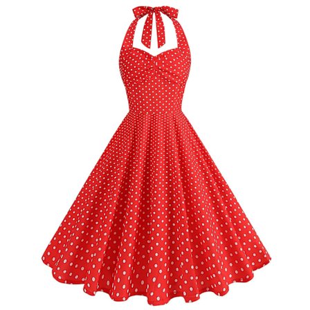 Brittisk Rutig Retro Klänning Hög Midja Slimmande Halter Swing Midi Klänning
