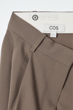 COS Women's Relaxed Twill Wide-Leg Trousers in Brown