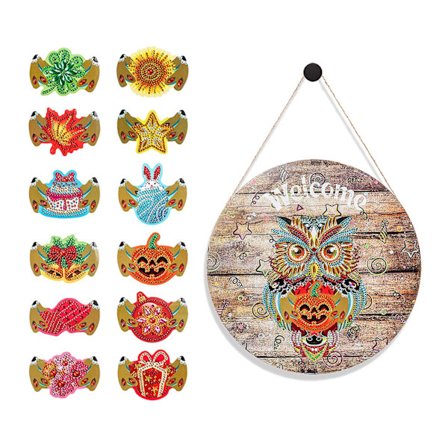 Glänsande DIY Hotell Diamantkonst Målning Hängande Skylt Entrédörr Hänge Kit