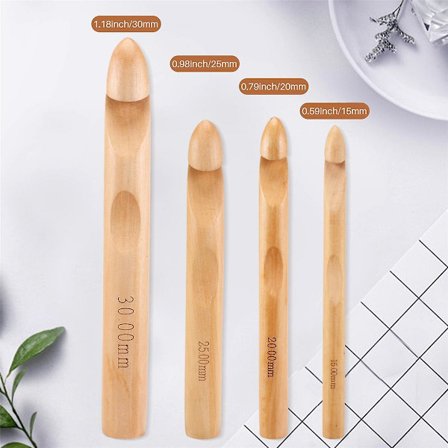 Virkattukoukut 15 mm 20 mm 25 mm 30 mm Puiset virkkuukoukut paksulle langalle, sarja suuria virkkuukoukkuja