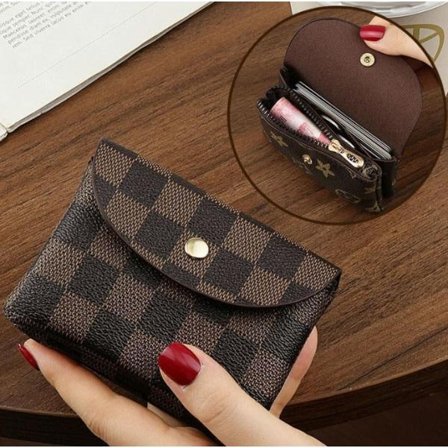 Læderstruktur Mini pung Bekvem multifunktionel pung Valentinsdag gave Ternet Brun Opgraderet