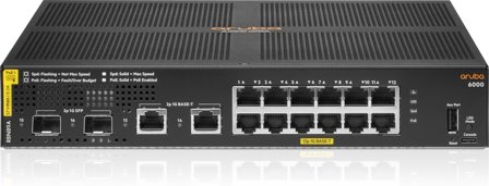 Hewlett Packard Enterprise HPE Aruba 6000 12G Class4 PoE 2G/2SFP 139W Switch - switch - 12 porter - Styrt - rackmonterbar