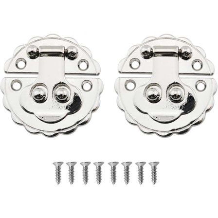 2 STK Sølv Rund Lås Svart Haspelås Metall Haspel Spenne Armlås Retro Stil Haspel Krok Metallfeste Buet Spenne for Treboks Smykkeskrin