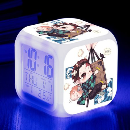 Anime vækkeur One Piece LED firkantet ur Digitalt vækkeur med tid, temperatur, alarm, dato