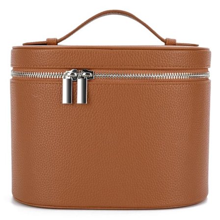 Sminkeveske Dame Reiseveske Reise Sminkeveske Kosmetikkveske Kosmetikkboks Oppbevaringsboks med Avtakbar Skillevegg (Brun)