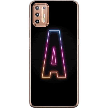 Yhteensopiva Puhelinkuori Motorola Motorola Moto G9 Plus Minimalistinen neonkirjain A sateenkaarenvärisessä valossa mustaa taustaa vasten modernissa