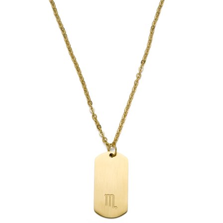 Złocisty stalowy naszyjnik ze znakiem zodiaku Skorpion dla mężczyzn - Stalowe naszyjniki