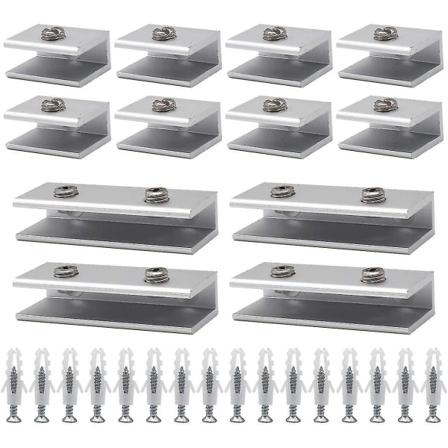 Glas Klemme, 12 stk Glas Beslag Glas Hængsel Aluminium Glas Hylde Beslag Massiv Glas Klemme Adaptiv Hylde 6-8mm