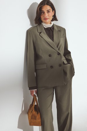 NA-KD - Oversized dobbeltspent blazer - Oversized Blazers - Grønn - EU 40