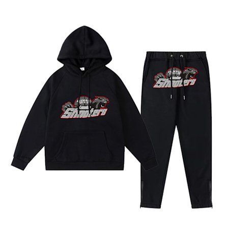 Ny Trapst Tigerhoved Print Hættetrøje Plys Sweatshirt Mode Gradient Bogstav Casual Sport Sæt Print 04- Sort Print 04- Sort