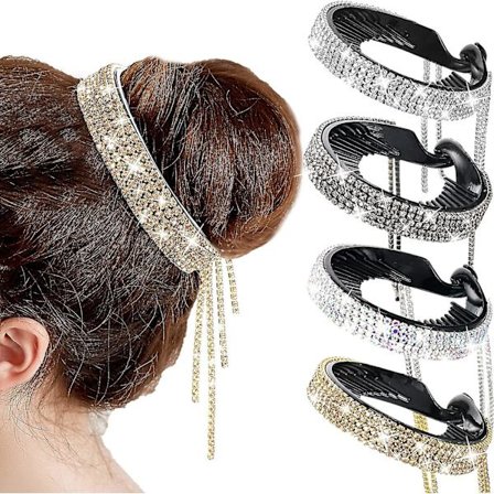 4-pak Hårstylingklips Bun Tilbehør Hårklips Rhinestone Hårklips